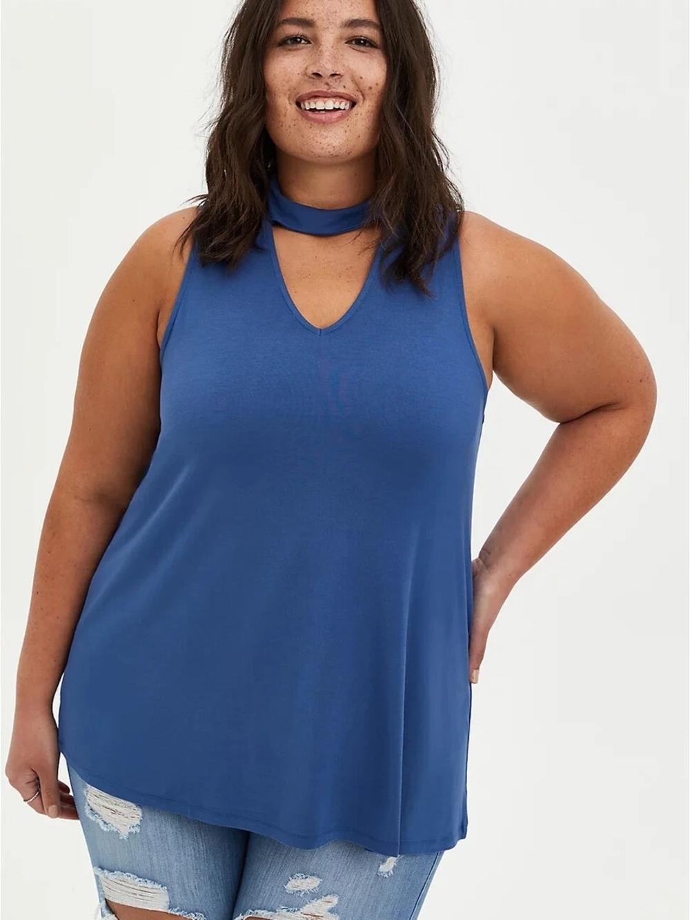 torrid Size 0 Blue V‑Neck Tank with Attached Choker